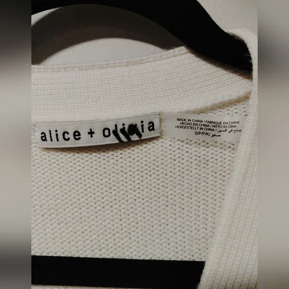 Alice + Olivia White Cardigan with Multicolor Embroidery BRADLEY SHORT EMBELLISH - Picture 10 of 11